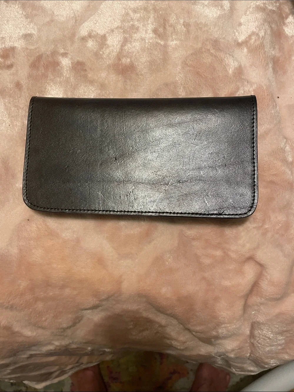 Men's Black Woven Leather Wallet with Silver Accent
